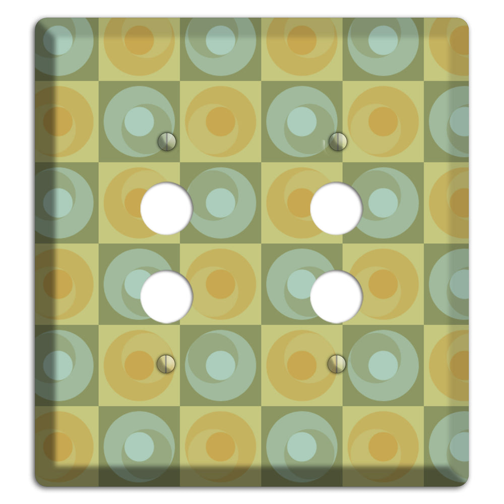 Multi Sage and Mustard Checked Circles 2 Pushbutton Wallplate