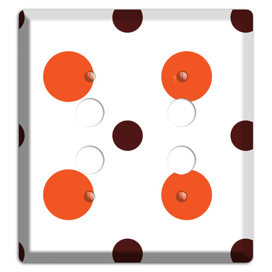 Coral and Brown Multi Medium Polka Dots 2 2 Pushbutton Wallplate