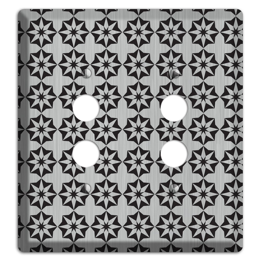 Stainless Steel with Black Foulard 2 Pushbutton Wallplate
