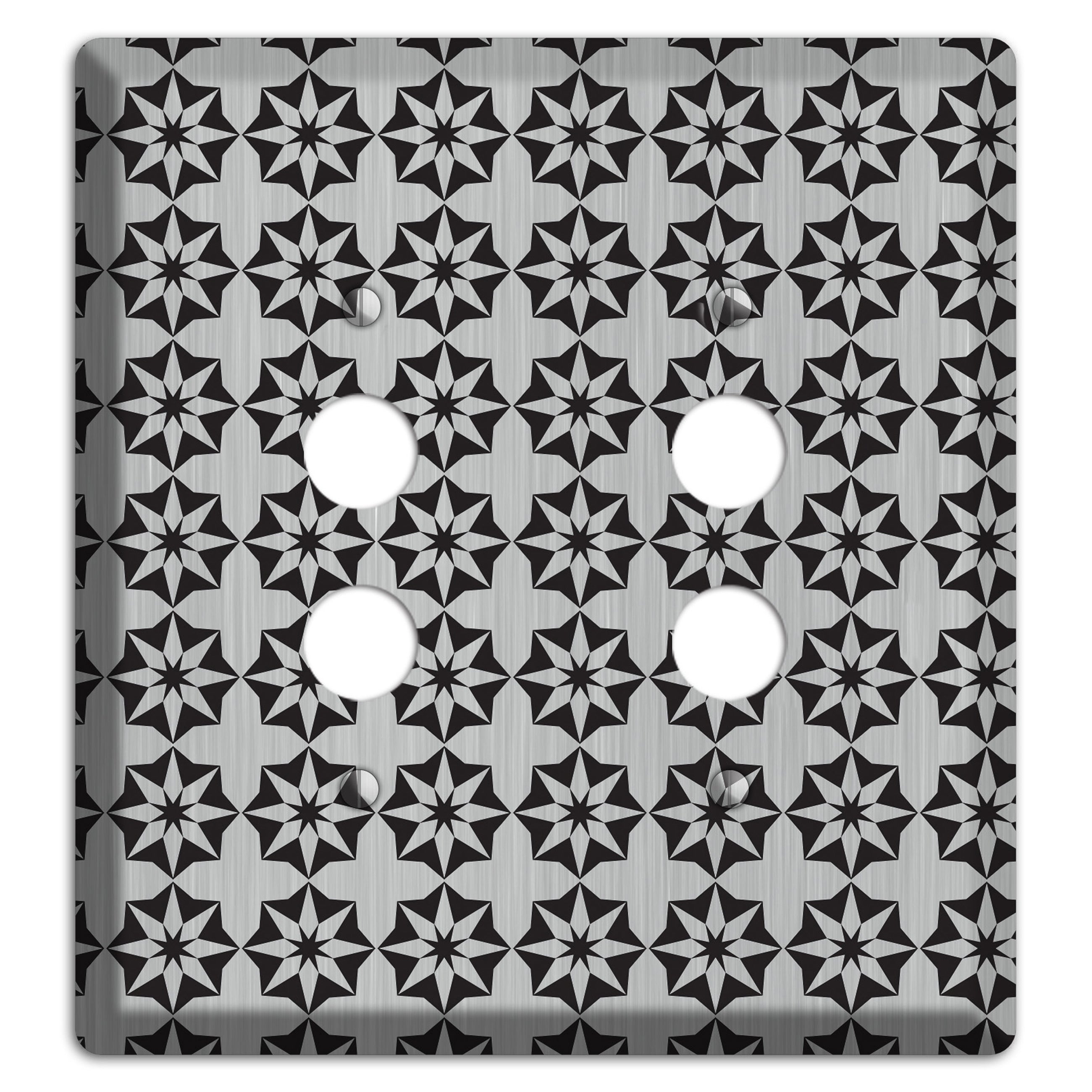 Stainless with Black Foulard 2 Pushbutton Wallplate