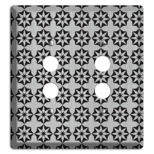 Stainless with Black Foulard 2 Pushbutton Wallplate