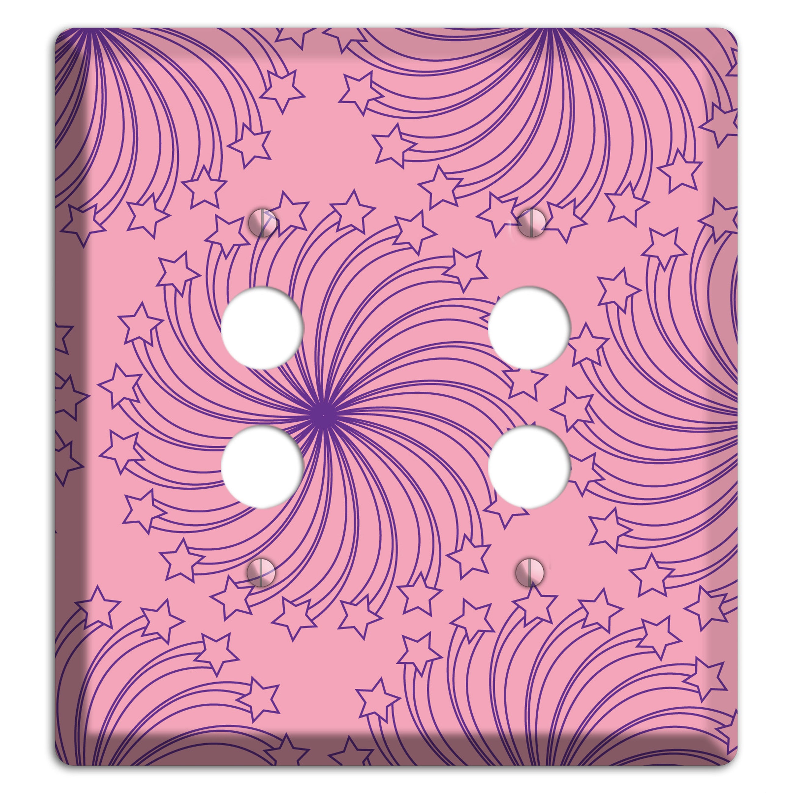 Pink with Purple Star Swirl 2 Pushbutton Wallplate