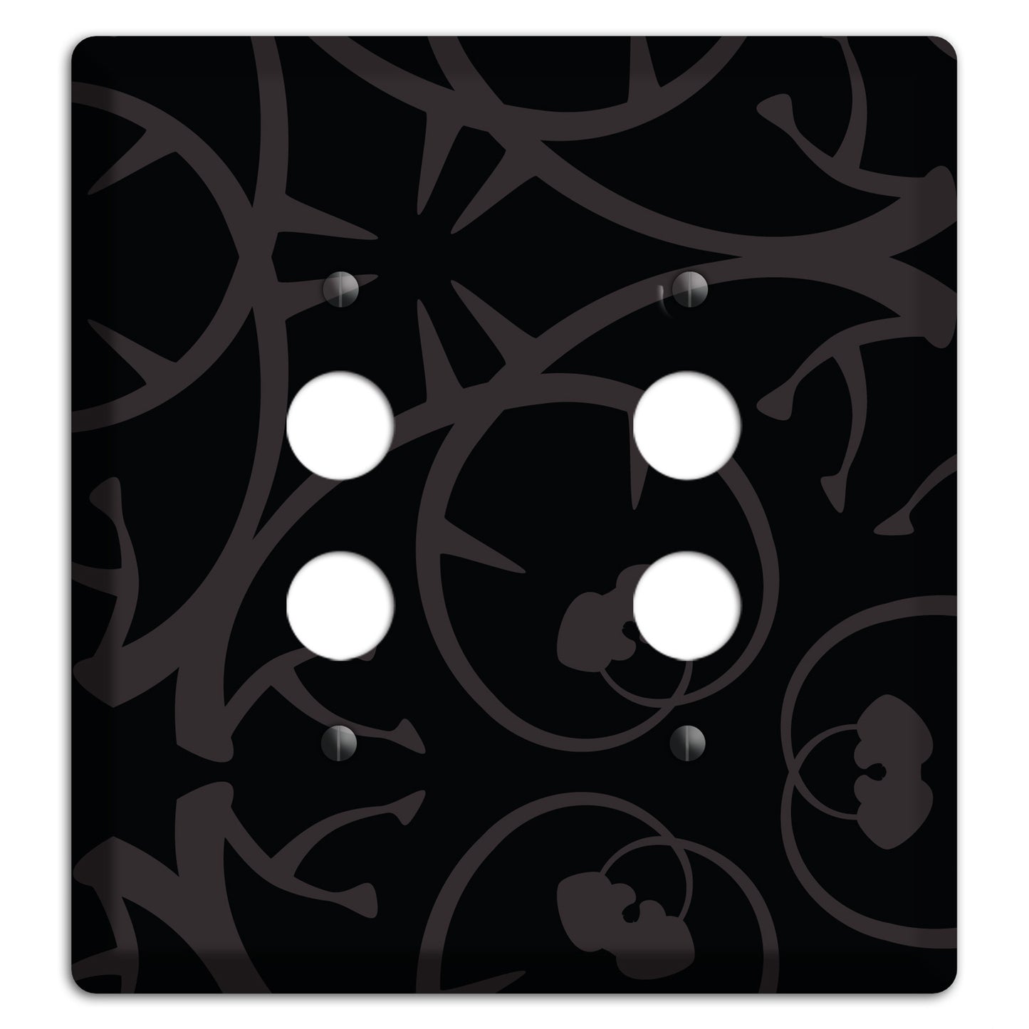 Black with Grey Abstract Swirl 2 Pushbutton Wallplate