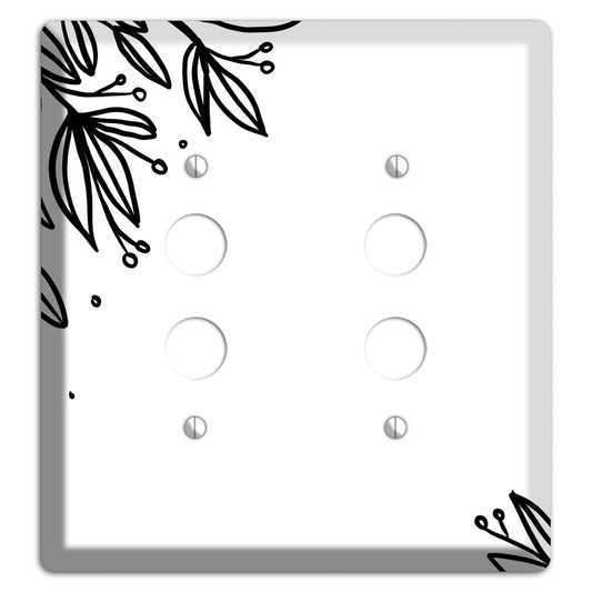 Hand-Drawn Floral 9 2 Pushbutton Wallplate