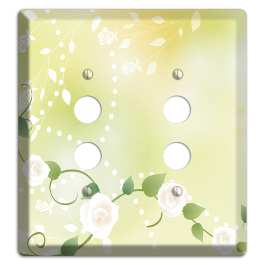 Green Delicate Flowers 2 Pushbutton Wallplate