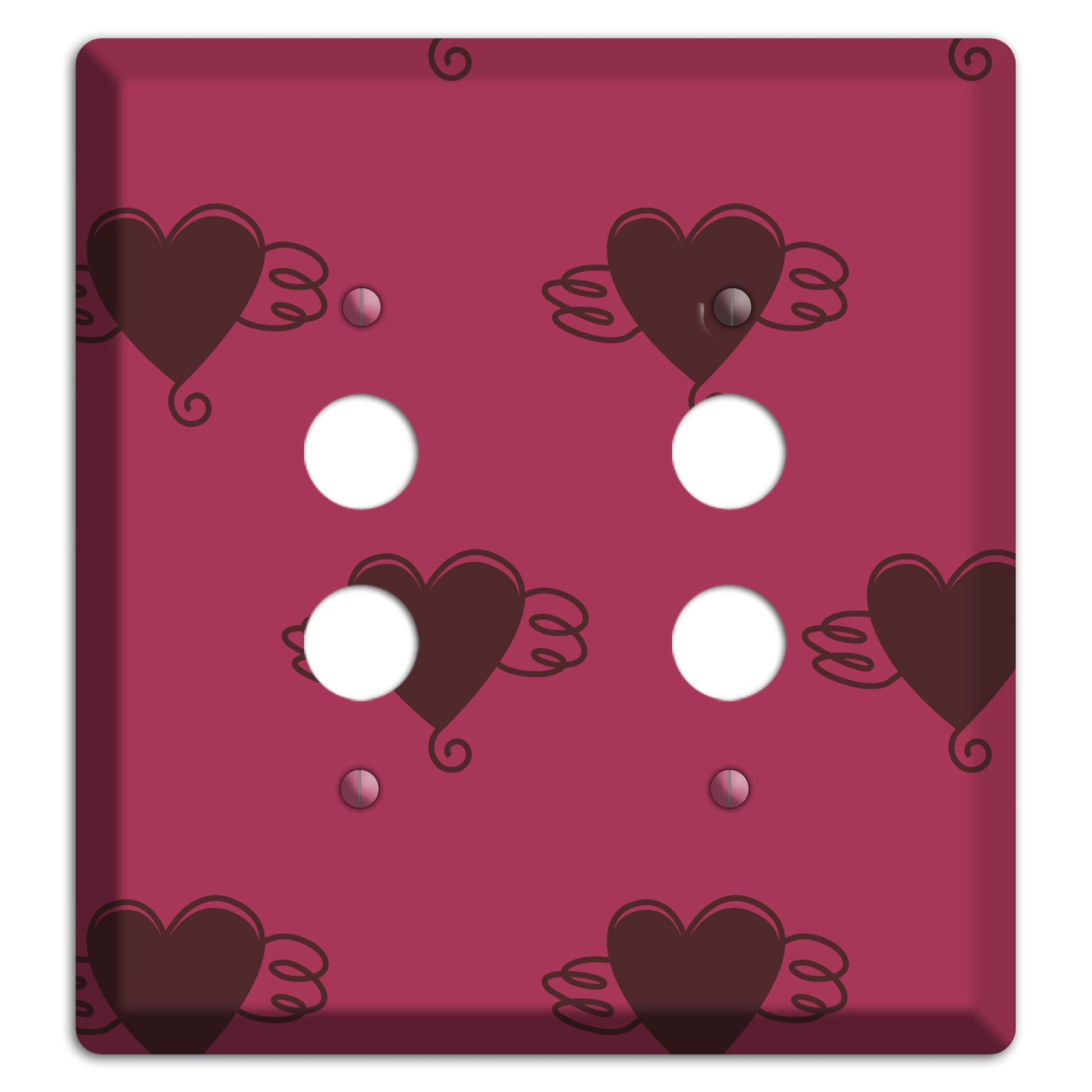 Fuschia Winged Hearts 2 2 Pushbutton Wallplate
