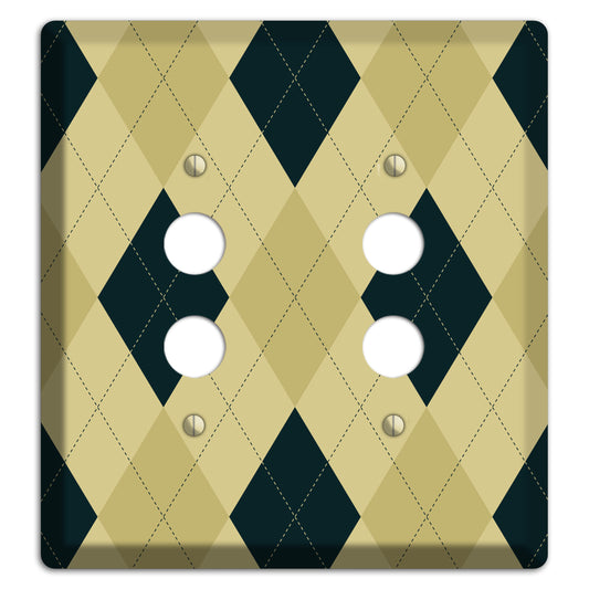 Beige and Yellow Argyle 2 Pushbutton Wallplate
