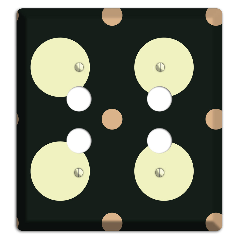 Black with Yellow and Mauve Multi Medium Polka Dots 2 Pushbutton Wallplate