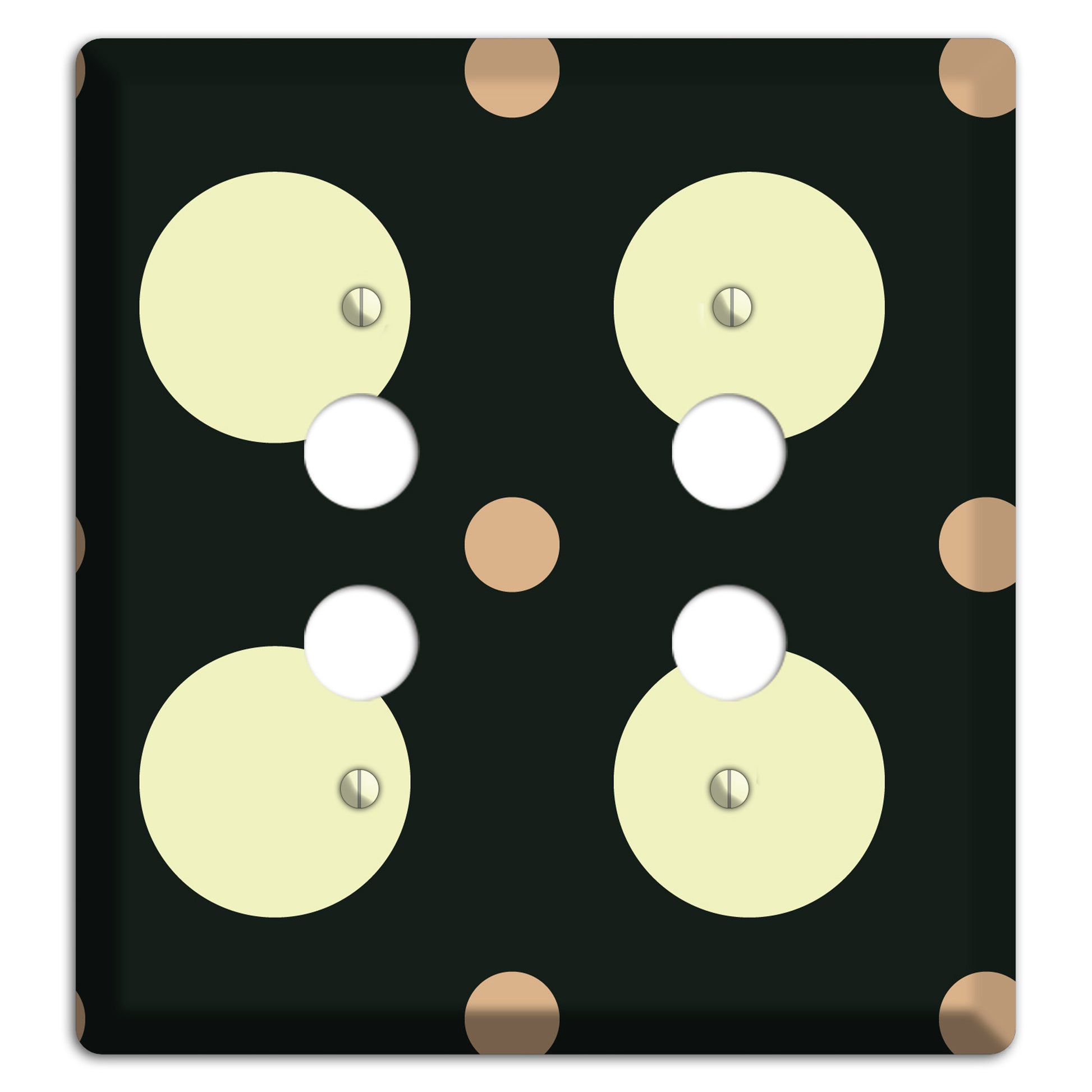 Black with Yellow and Mauve Multi Medium Polka Dots 2 Pushbutton Wallplate