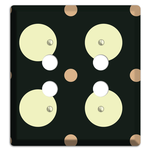 Black with Yellow and Mauve Multi Medium Polka Dots 2 Pushbutton Wallplate