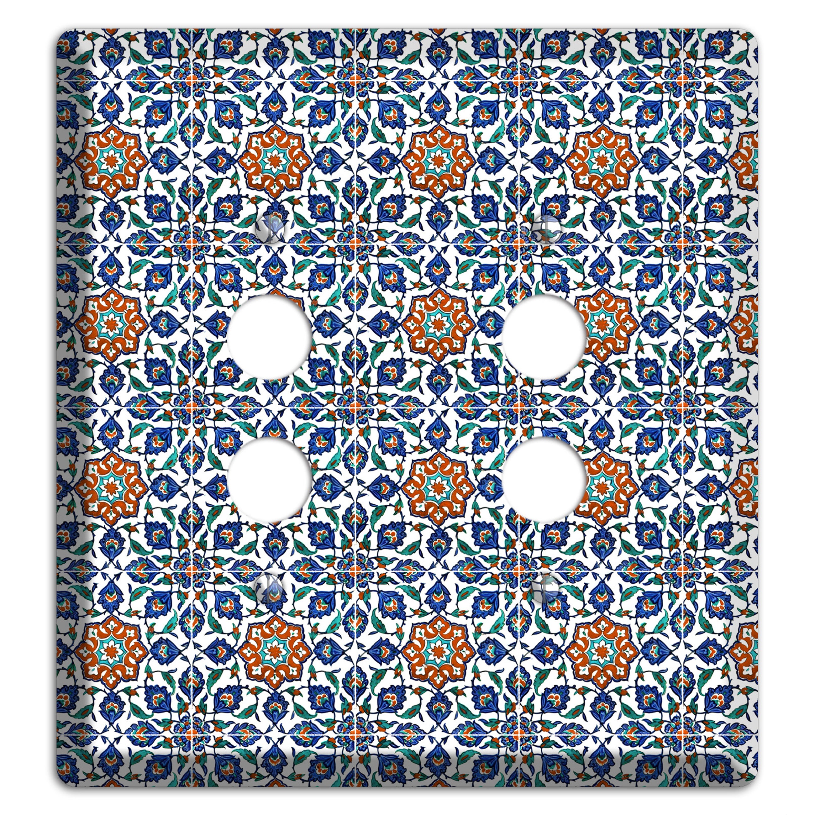 Ornate Floral Tile 2 Pushbutton Wallplate