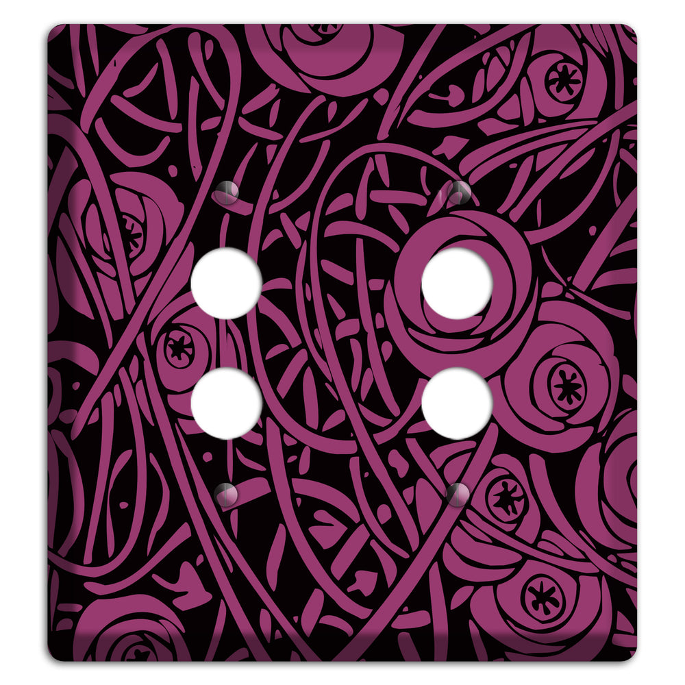 Fuschia Deco Floral 2 Pushbutton Wallplate
