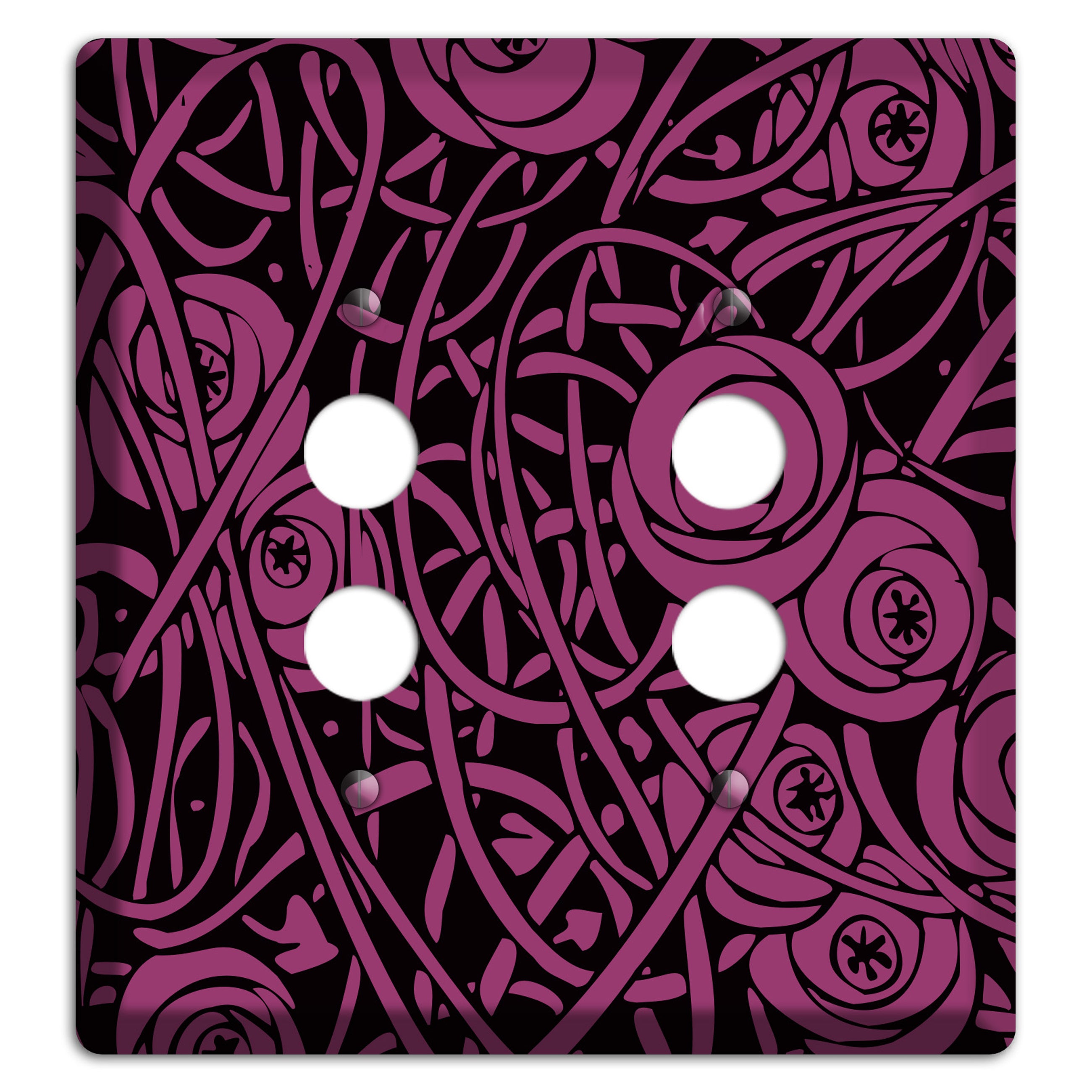 Fuschia Deco Floral 2 Pushbutton Wallplate