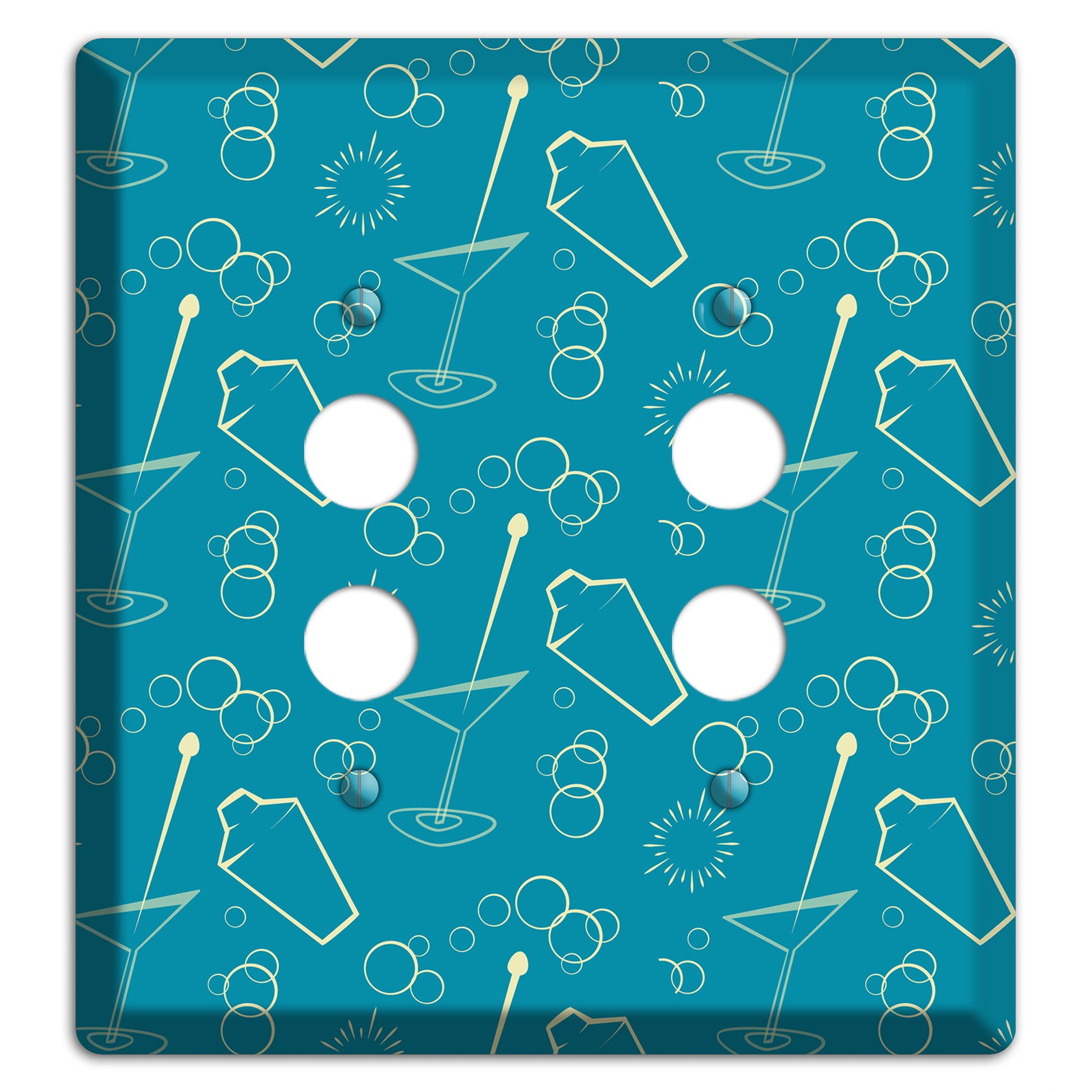 Teal Cocktail Hour 2 Pushbutton Wallplate