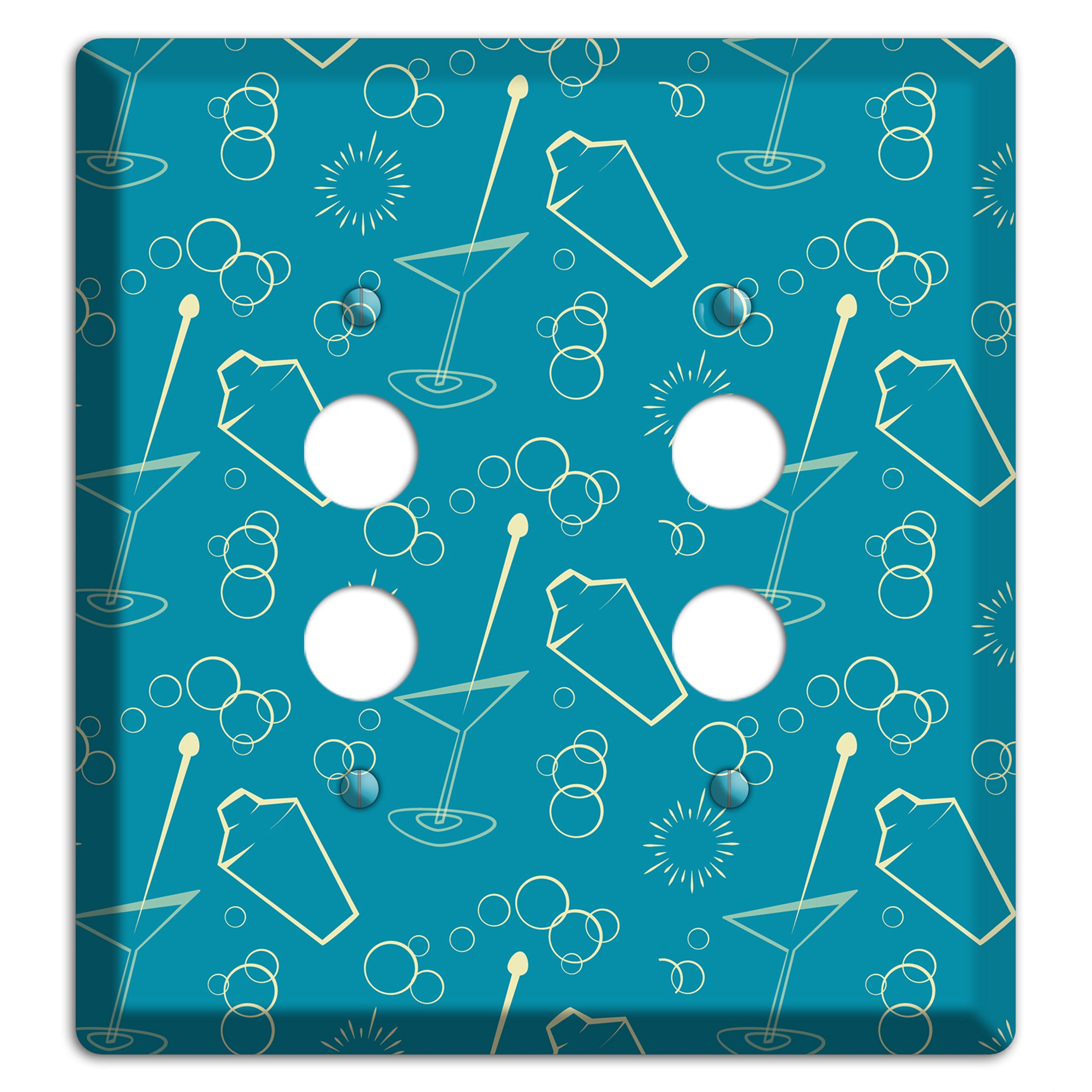 Teal Cocktail Hour 2 Pushbutton Wallplate