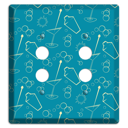 Teal Cocktail Hour 2 Pushbutton Wallplate
