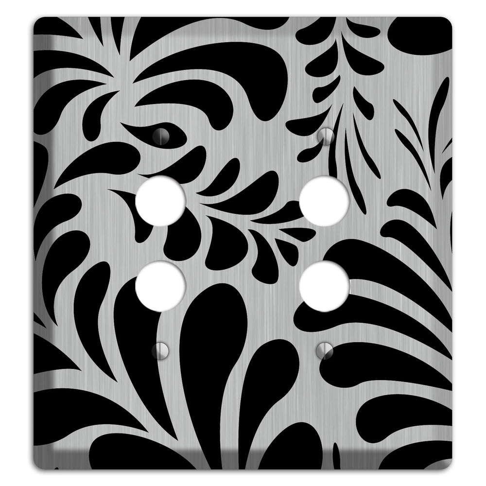 Black Herati Stainless Steel 2 Pushbutton Wallplate