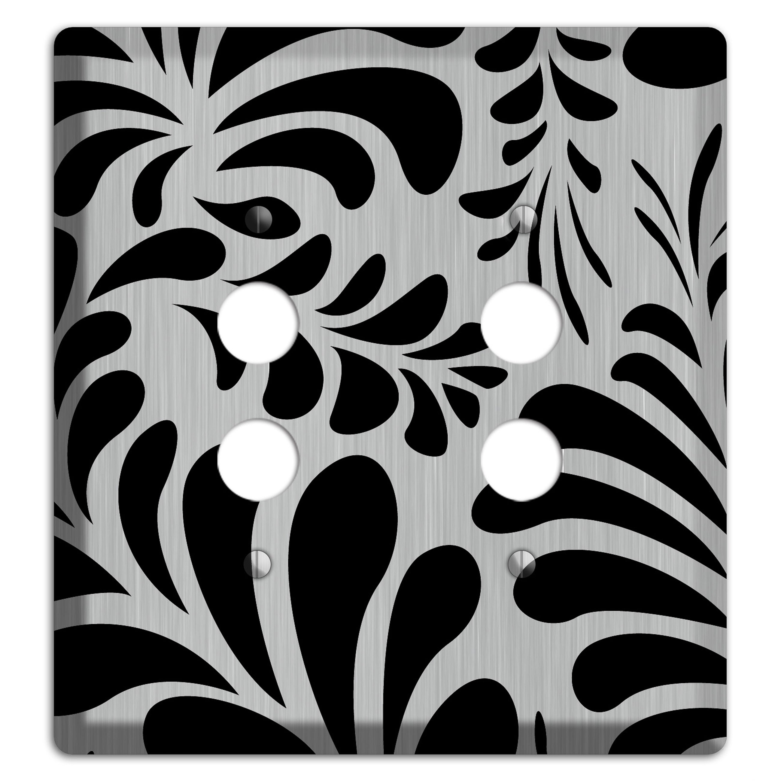 Black Herati  Stainless 2 Pushbutton Wallplate