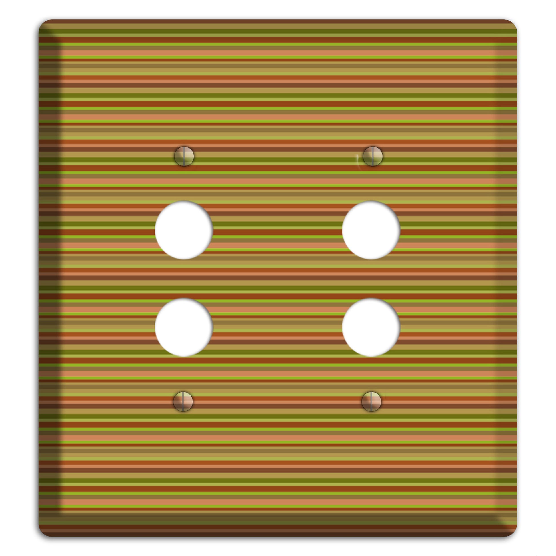 Multi Olive Burgundy Horizontal Stripes 2 Pushbutton Wallplate