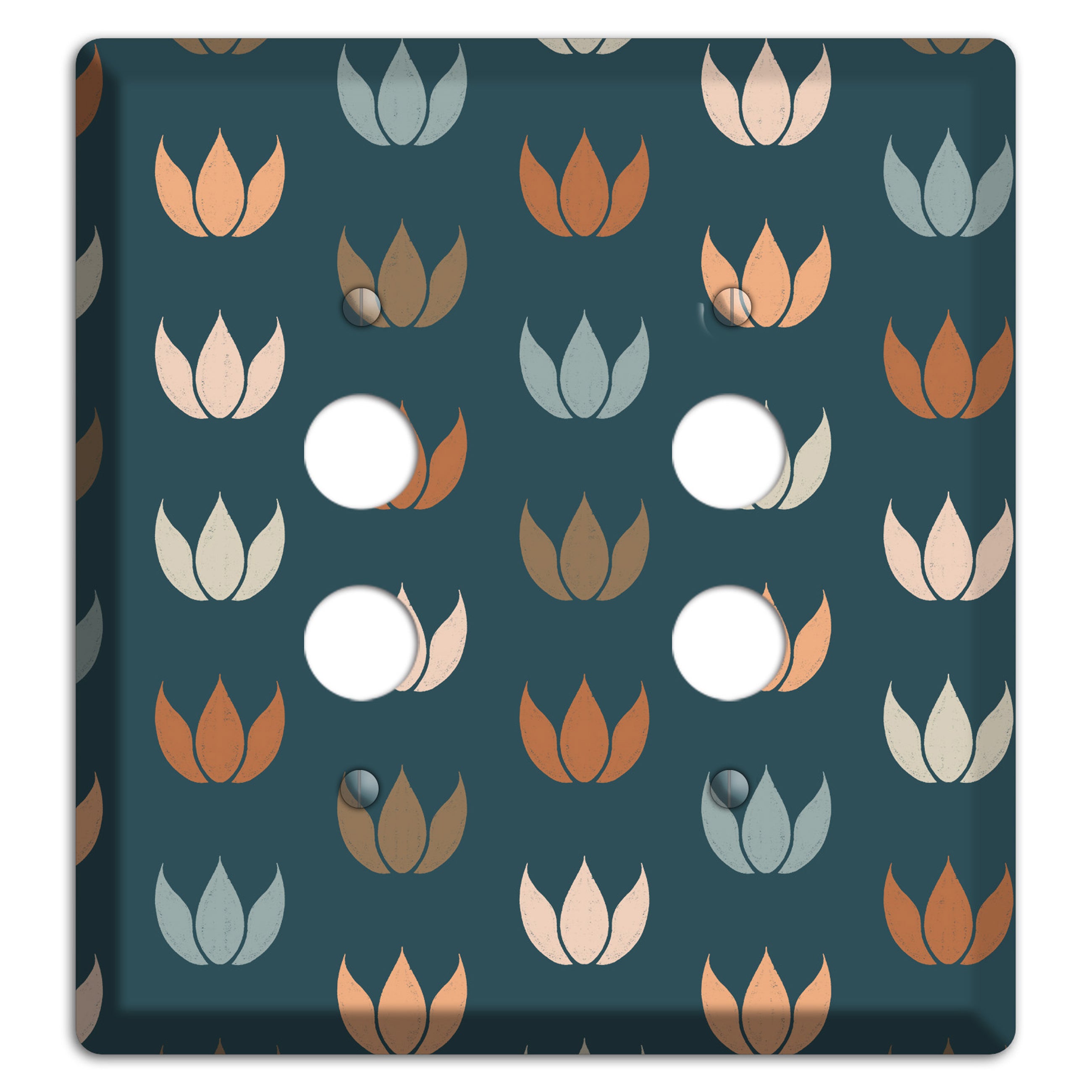 Teal Lotus Print 2 Pushbutton Wallplate