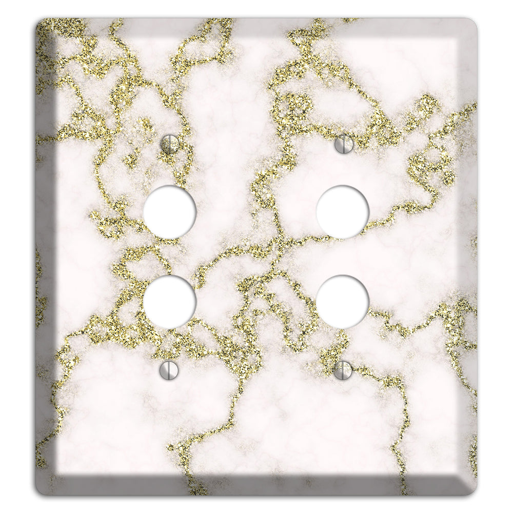 White and Gold Marble Shatter 2 Pushbutton Wallplate
