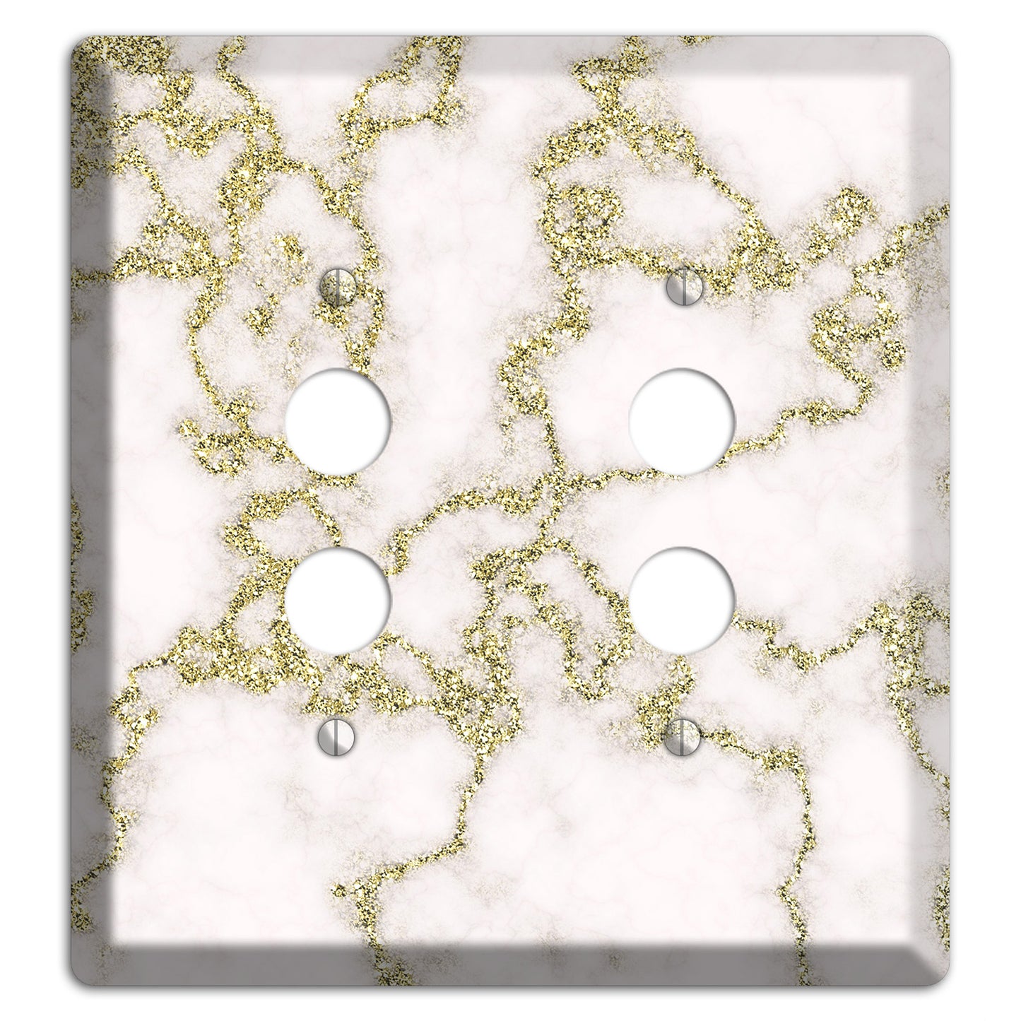 White and Gold Marble Shatter 2 Pushbutton Wallplate