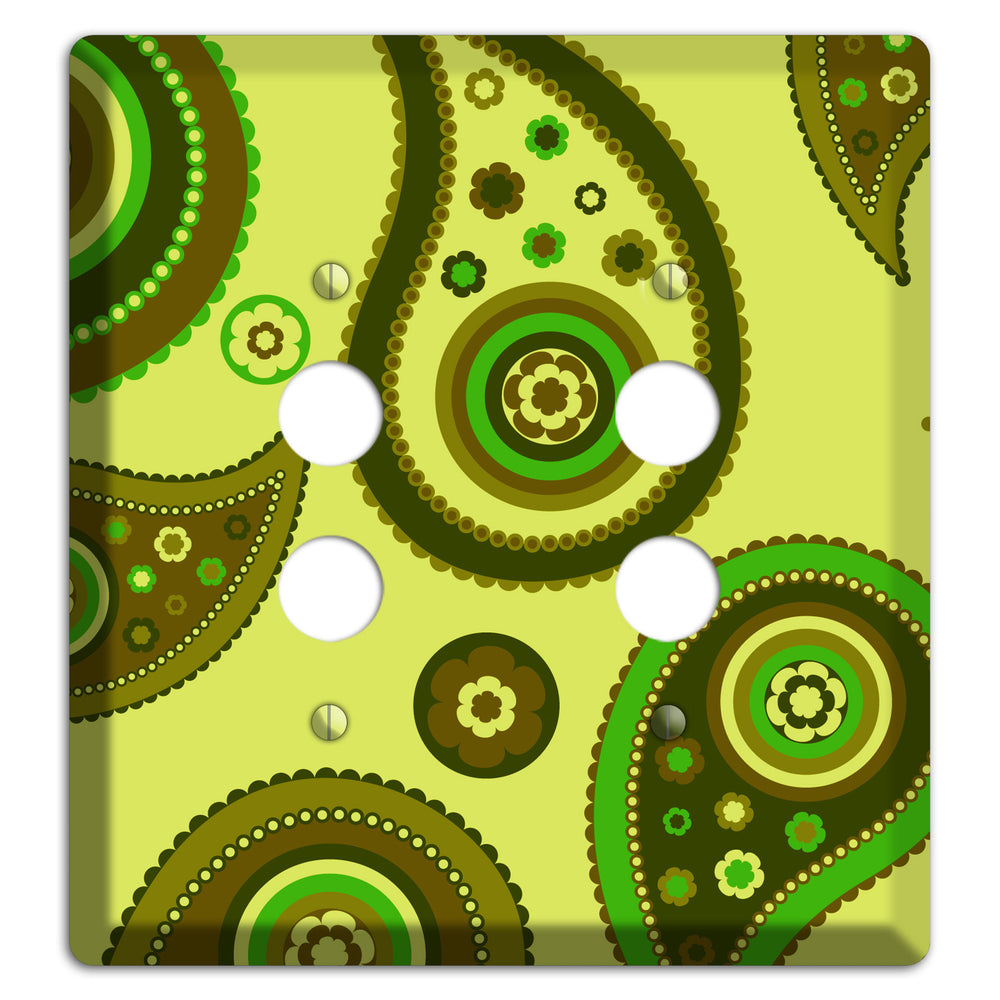 Bright Green Paisley 2 Pushbutton Wallplate