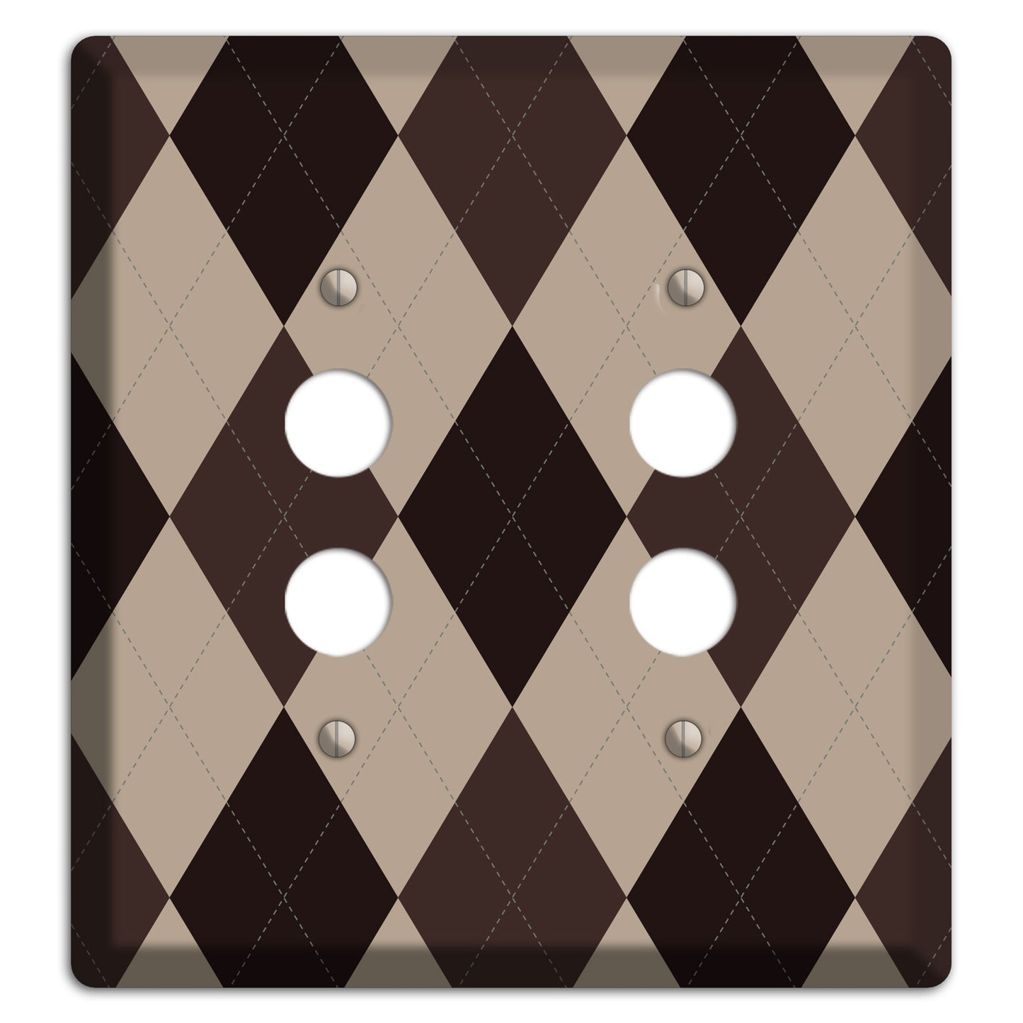 Brown and Beige Argyle 2 Pushbutton Wallplate