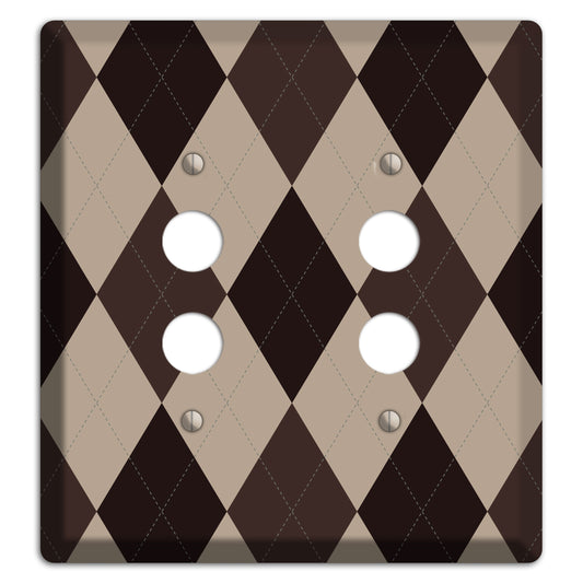 Brown and Beige Argyle 2 Pushbutton Wallplate