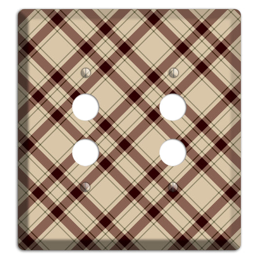 Beige and Brown Plaid 2 Pushbutton Wallplate