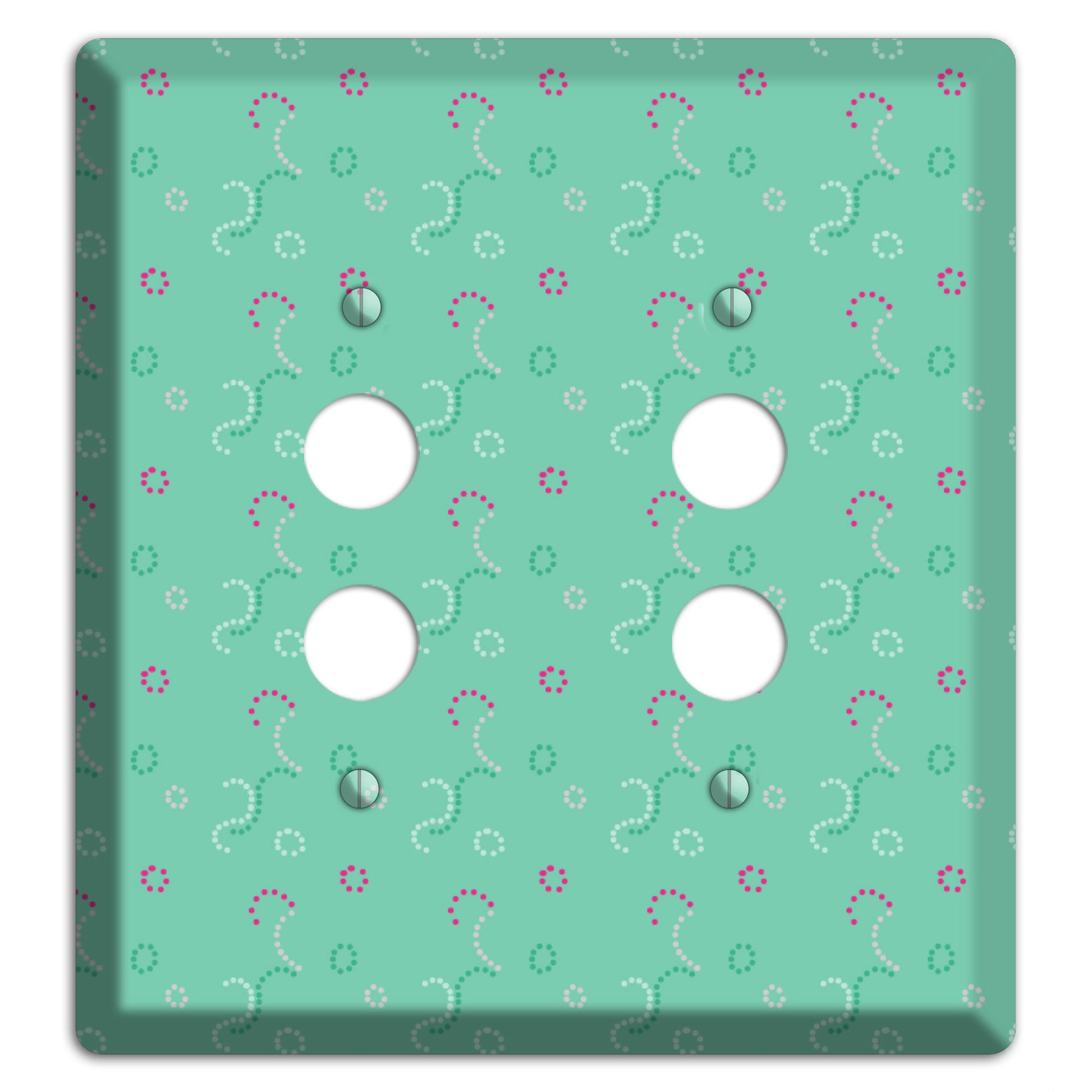 Multi Aqua with Fuschia Stipple 2 Pushbutton Wallplate