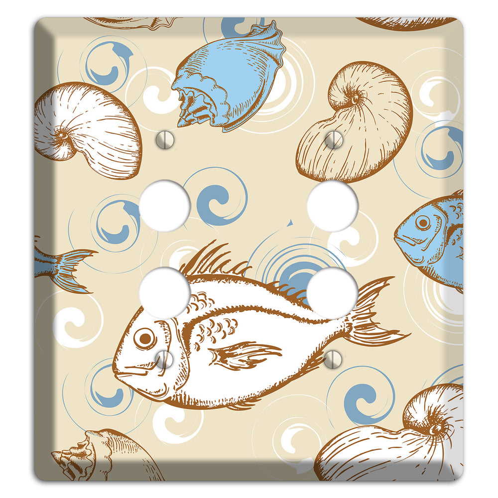 Mixed Sea Life Style 2 2 Pushbutton Wallplate