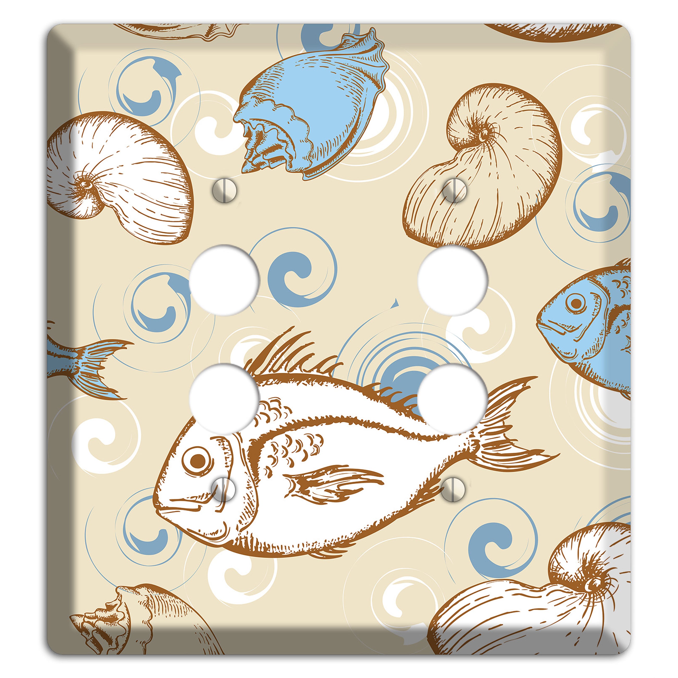 Mixed Sea Life Style 2 2 Pushbutton Wallplate