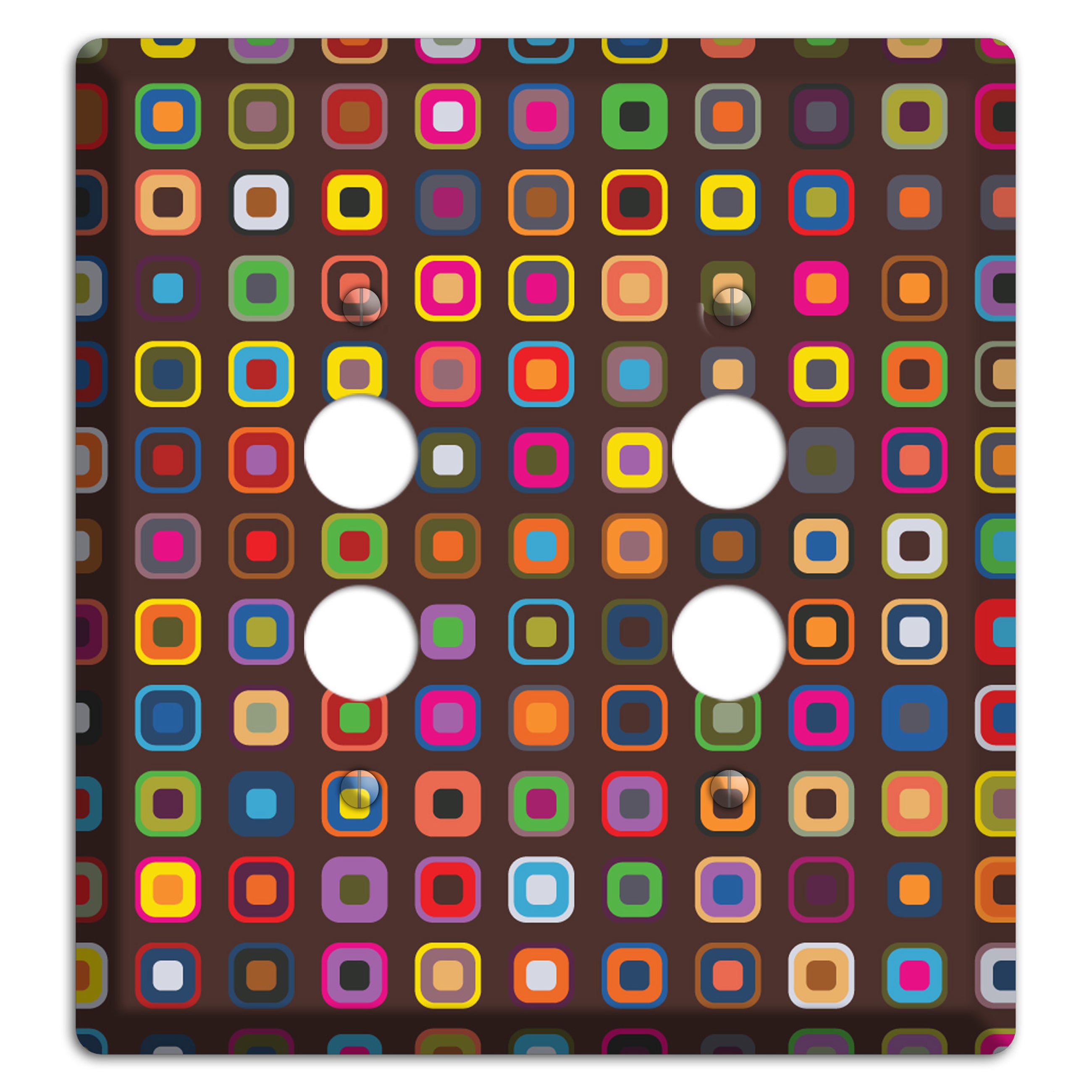 Brown with Multi Retro Squares 2 Pushbutton Wallplate