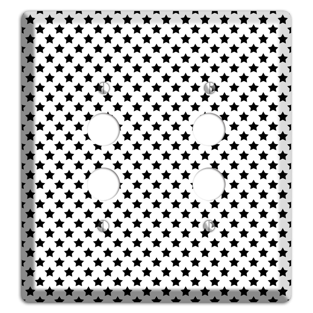 White with Black Stars 2 Pushbutton Wallplate
