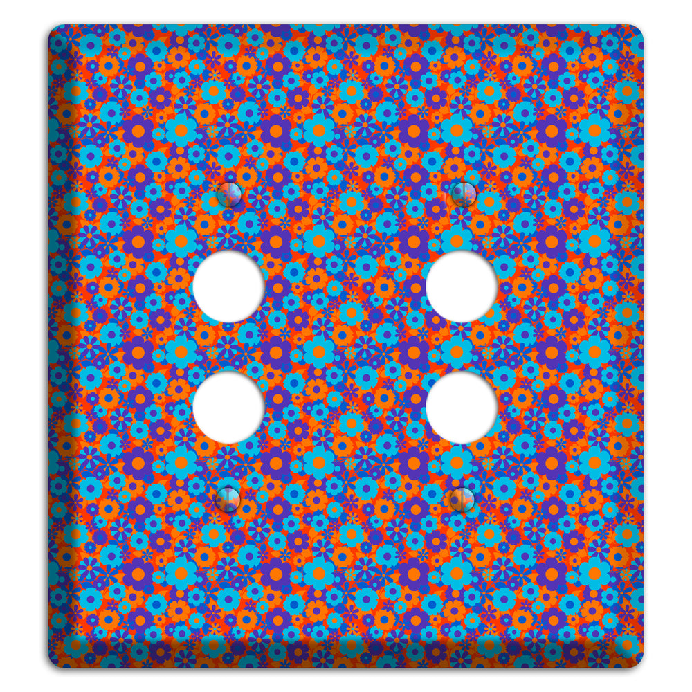 Blue Purple Calico 2 Pushbutton Wallplate