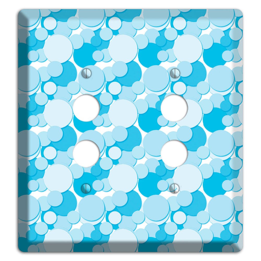 Multi Blue Bubble Dots 2 Pushbutton Wallplate