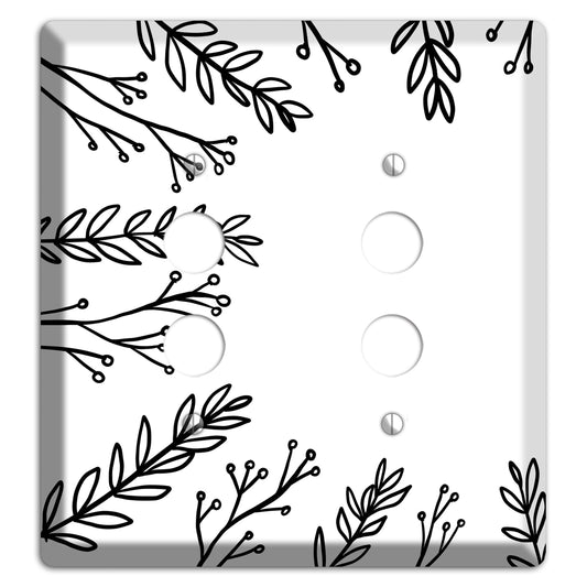 Hand-Drawn Leaves 9 2 Pushbutton Wallplate