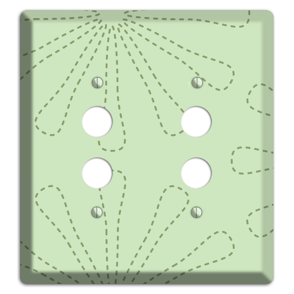 Sage Retro Stipple Floral Contour 2 Pushbutton Wallplate