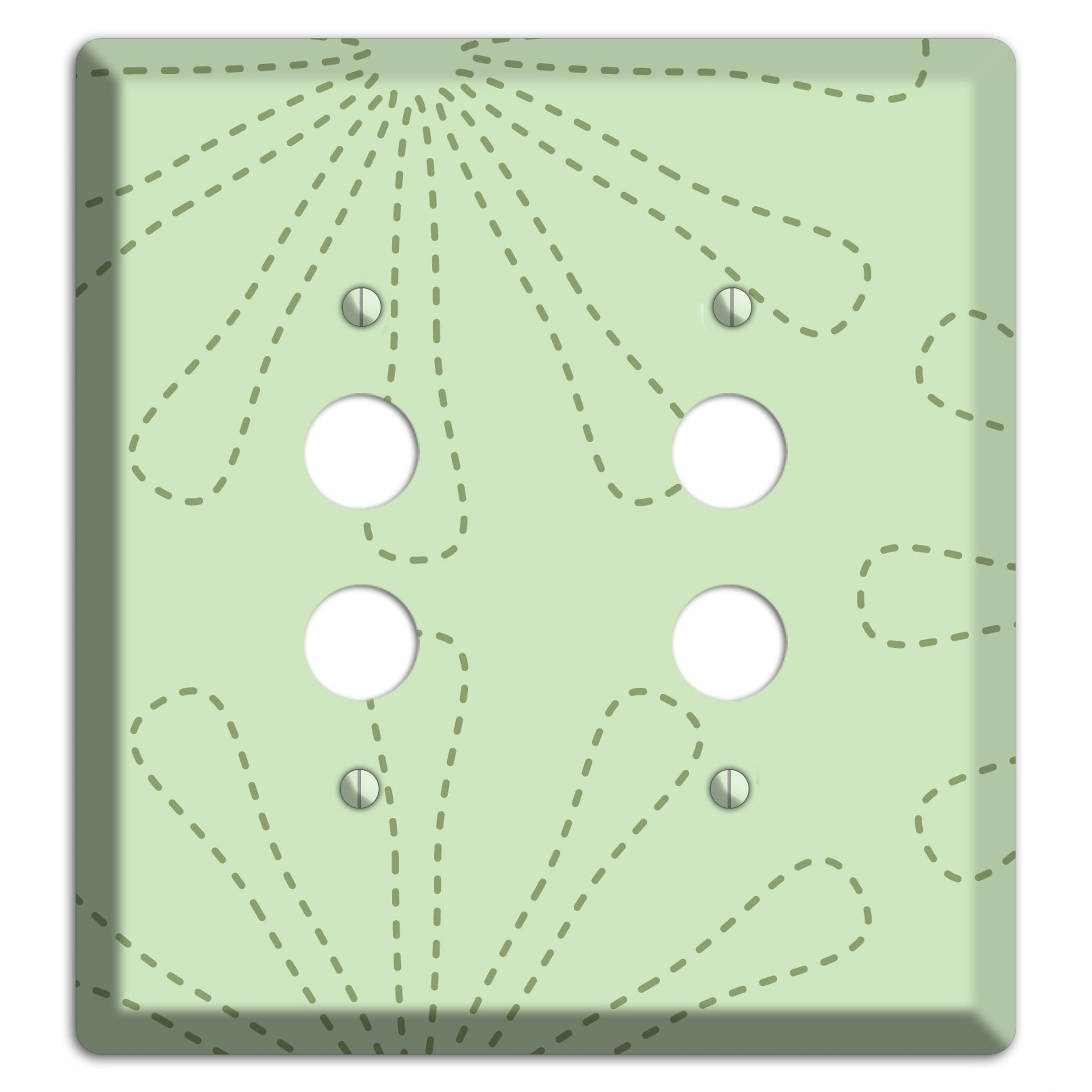 Sage Retro Stipple Floral Contour 2 Pushbutton Wallplate
