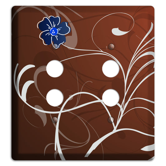 Brown Flower with Swirl 2 Pushbutton Wallplate