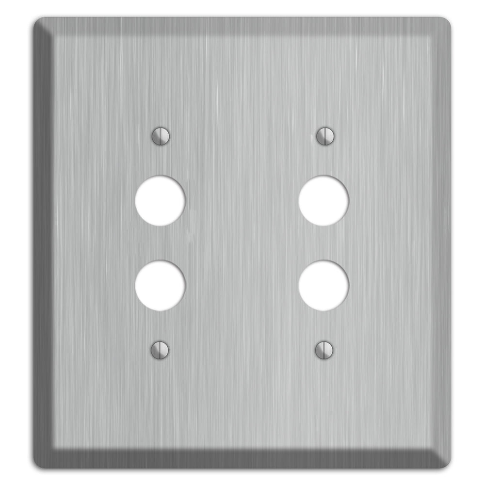 Brushed Stainless Steel 2 Pushbutton Wallplate