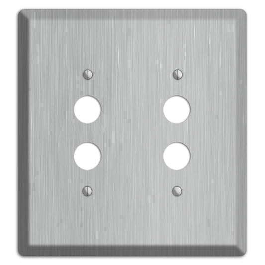 Brushed Stainless Steel 2 Pushbutton Wallplate
