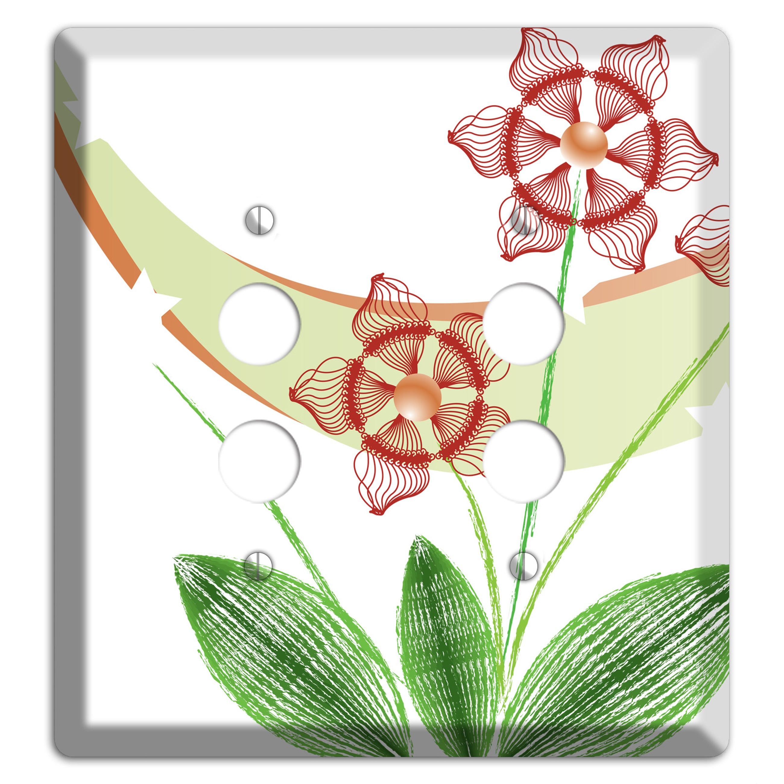 Green Abstract Flowers 2 Pushbutton Wallplate