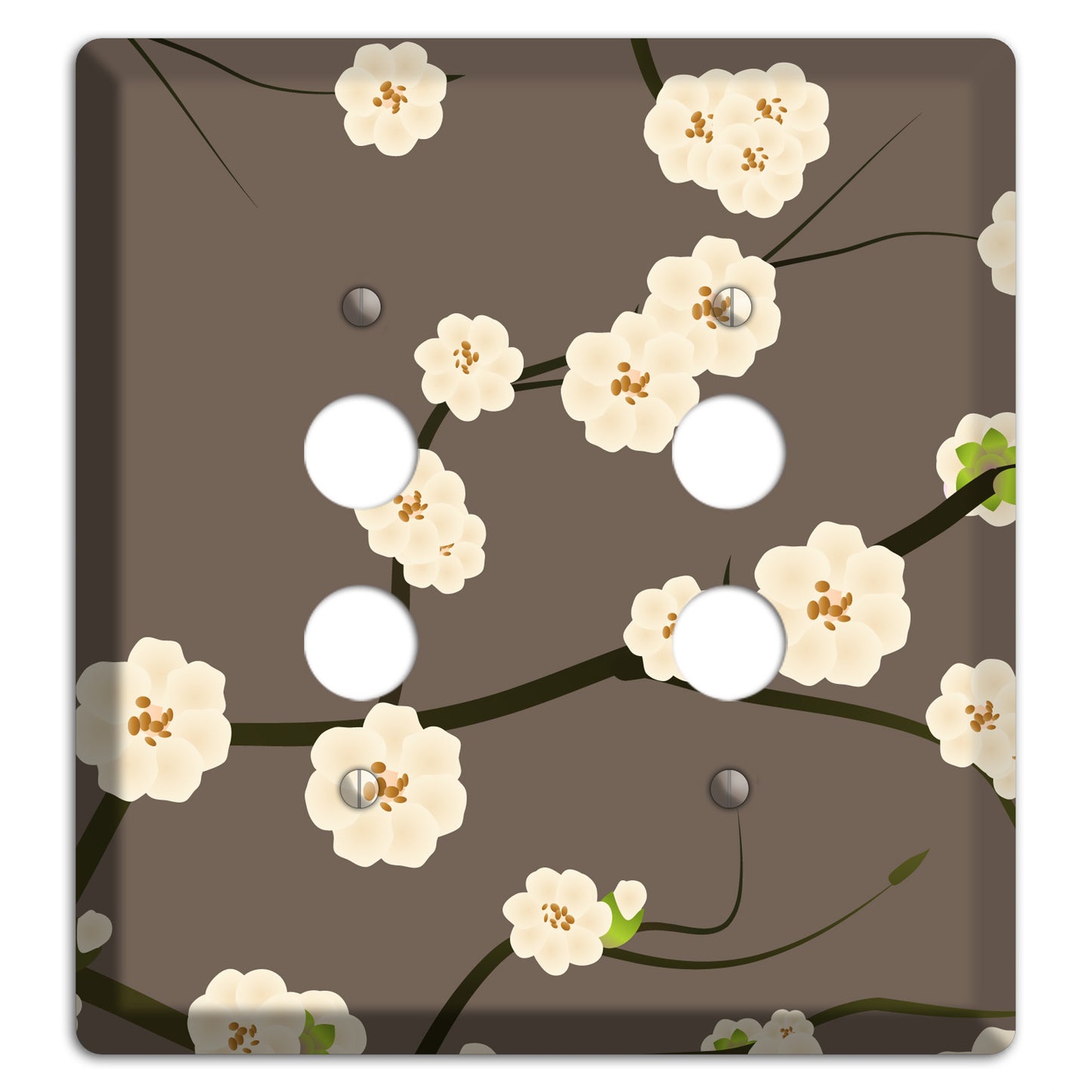 Yellow and Brown Cherry Blossoms 2 Pushbutton Wallplate