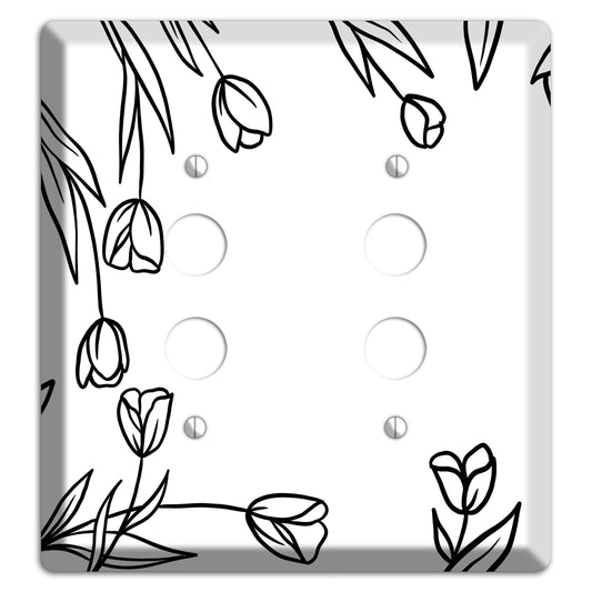 Hand-Drawn Floral 31 2 Pushbutton Wallplate