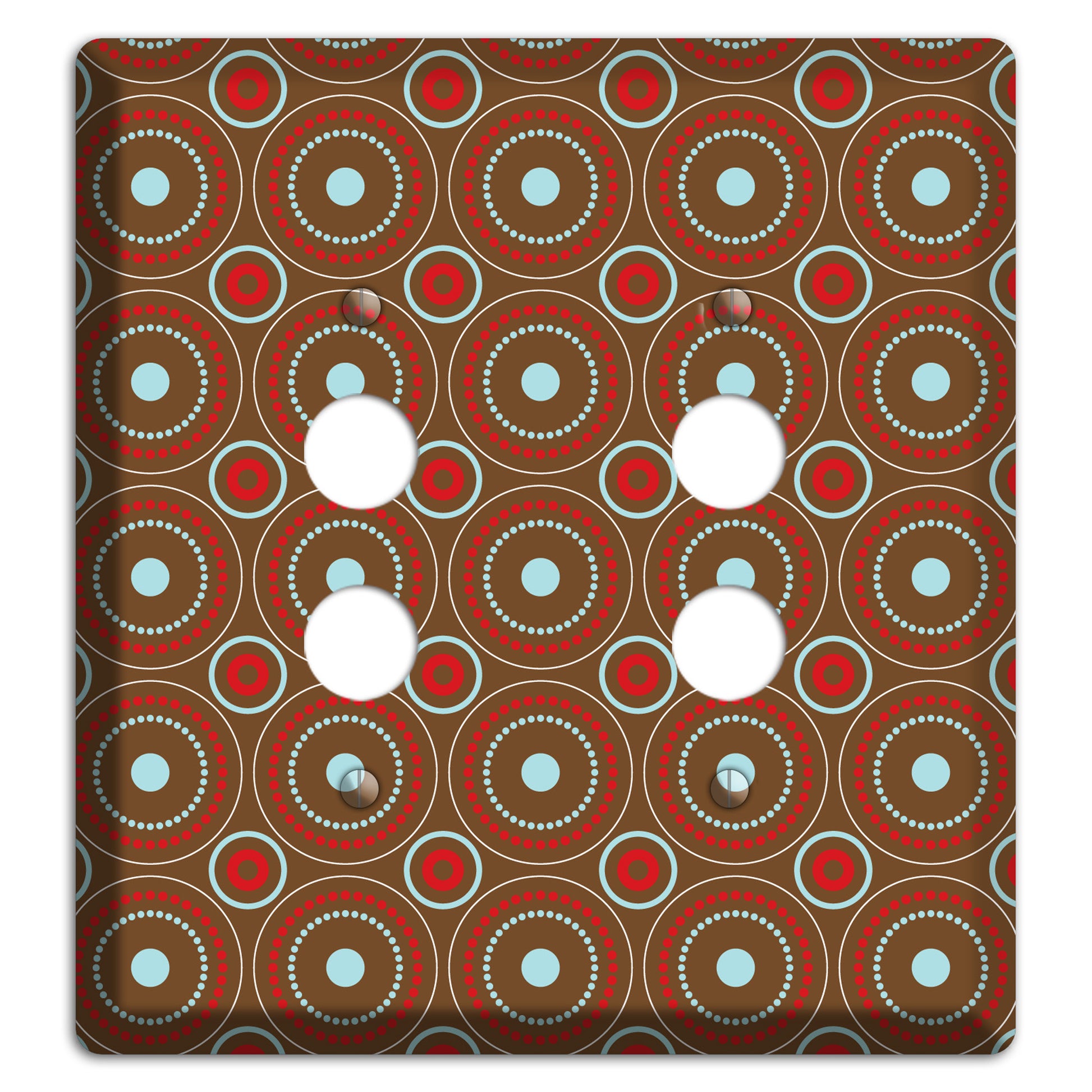 Brown with Red and Dusty Blue Retro Suzani 2 Pushbutton Wallplate