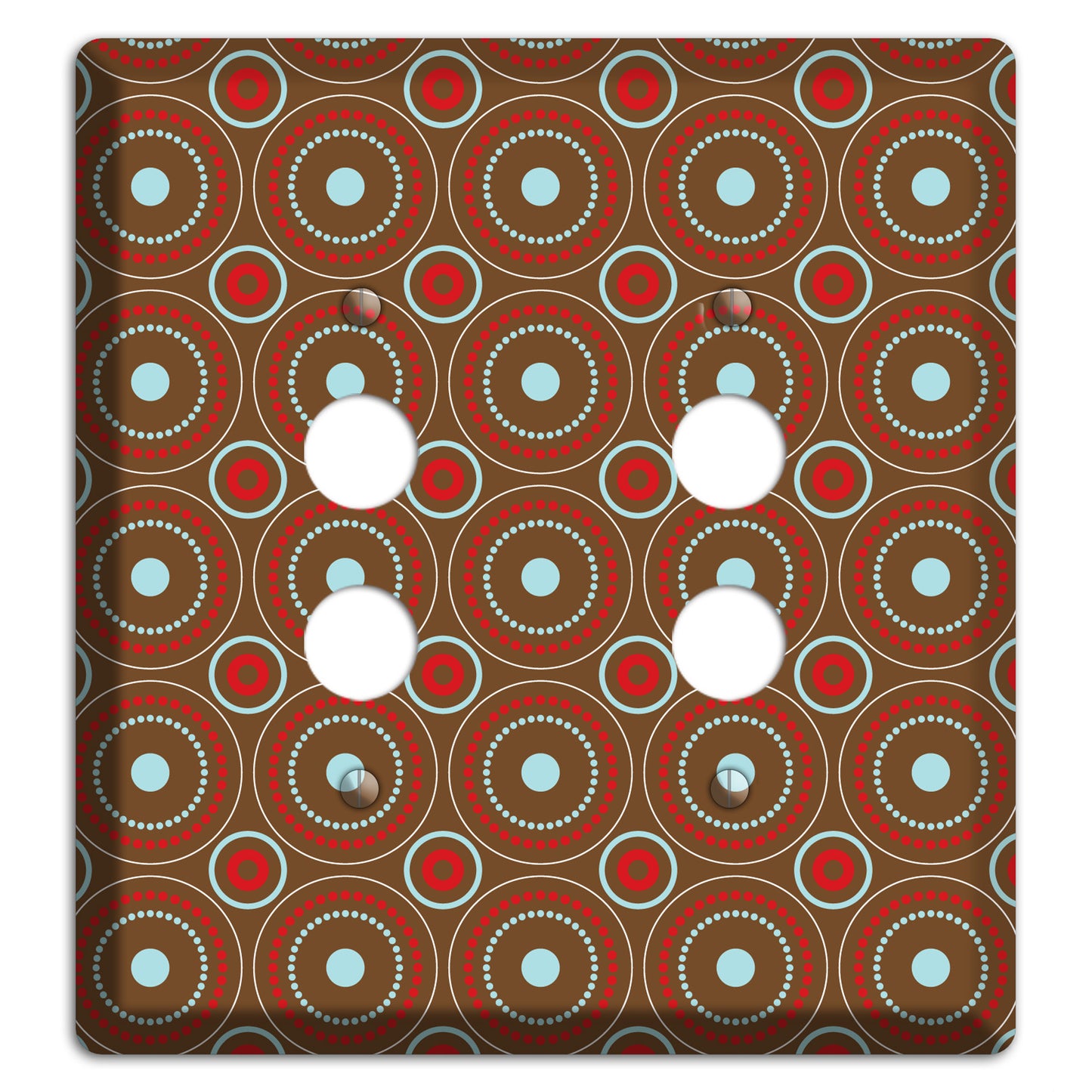 Brown with Red and Dusty Blue Retro Suzani 2 Pushbutton Wallplate