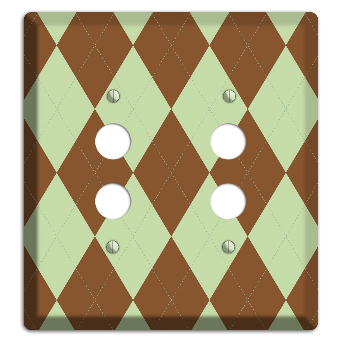 Brown and Green Argyle 2 Pushbutton Wallplate