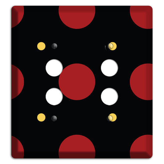 Black with Red and Yellow Multi Tiled Medium Dots 2 Pushbutton Wallplate
